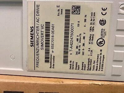 Siemens 6SE7018-0EA61 Simovert Masterdrives. Siemens Masterdrive  (UK/EU Read)