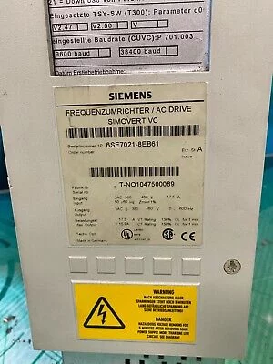 Siemens 6SE7021-8EB61. Simovert Masterdrives. Masterdrive.(UK/EU Read) - Image 2