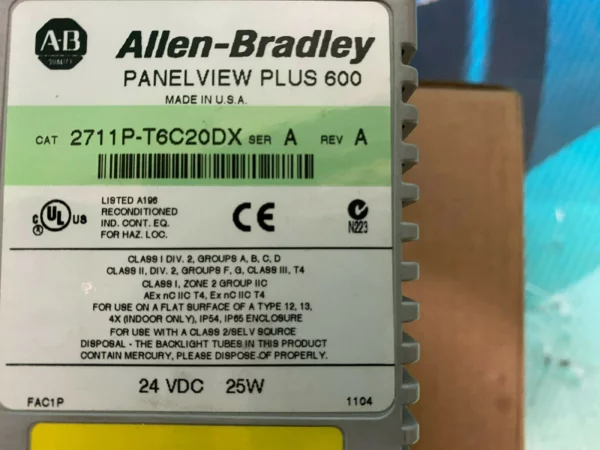Allen Bradley 2711P-T6C20DX. Panel View Plus 600.  (UK/EU Buyers Read) - Image 2