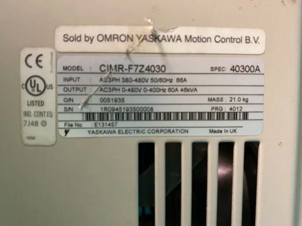 Omron CIMR-F7Z4030. Varispeed F7 Servo Drive. (UK And EU Buyers Please Read) - Image 3