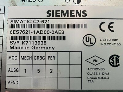 Siemens 6ES7621-1AD00-0AE3, C7-621. HMI, Operator Panel. (UK/EU Read) Siemens 6ES7621-1AD00-0AE3, C7-621. HMI, Operator Panel. (UK/EU Read) - Image 2