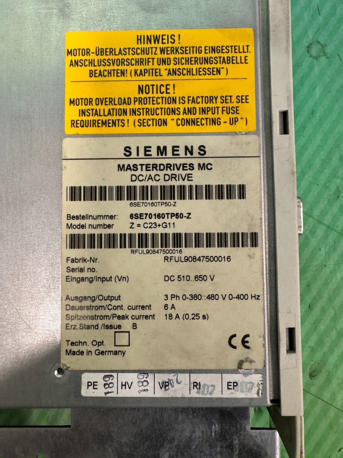 Siemens 6SE7016-0TP50-Z Z=C23+G11/G91. Masterdrives MC. (UK/EU Read) Siemens 6SE7016-0TP50-Z Z=C23+G11/G91. Masterdrives MC. (UK/EU Read) - Image 2