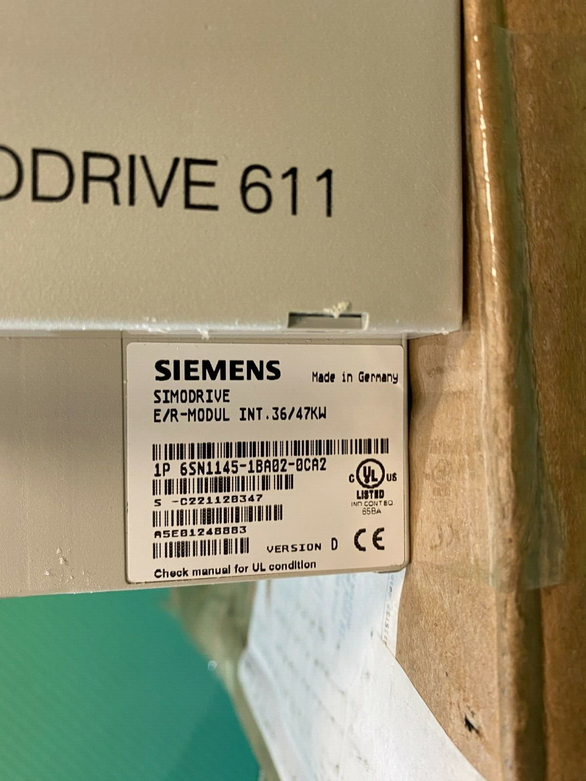Siemens 6SN1145-1BA02-0CA2. Simodrive 611 E/R Modul INT 36/47kW. (UK/EU Read) Siemens 6SN1145-1BA02-0CA2. Simodrive 611 E/R Modul INT 36/47kW. (UK/EU Read) - Image 2