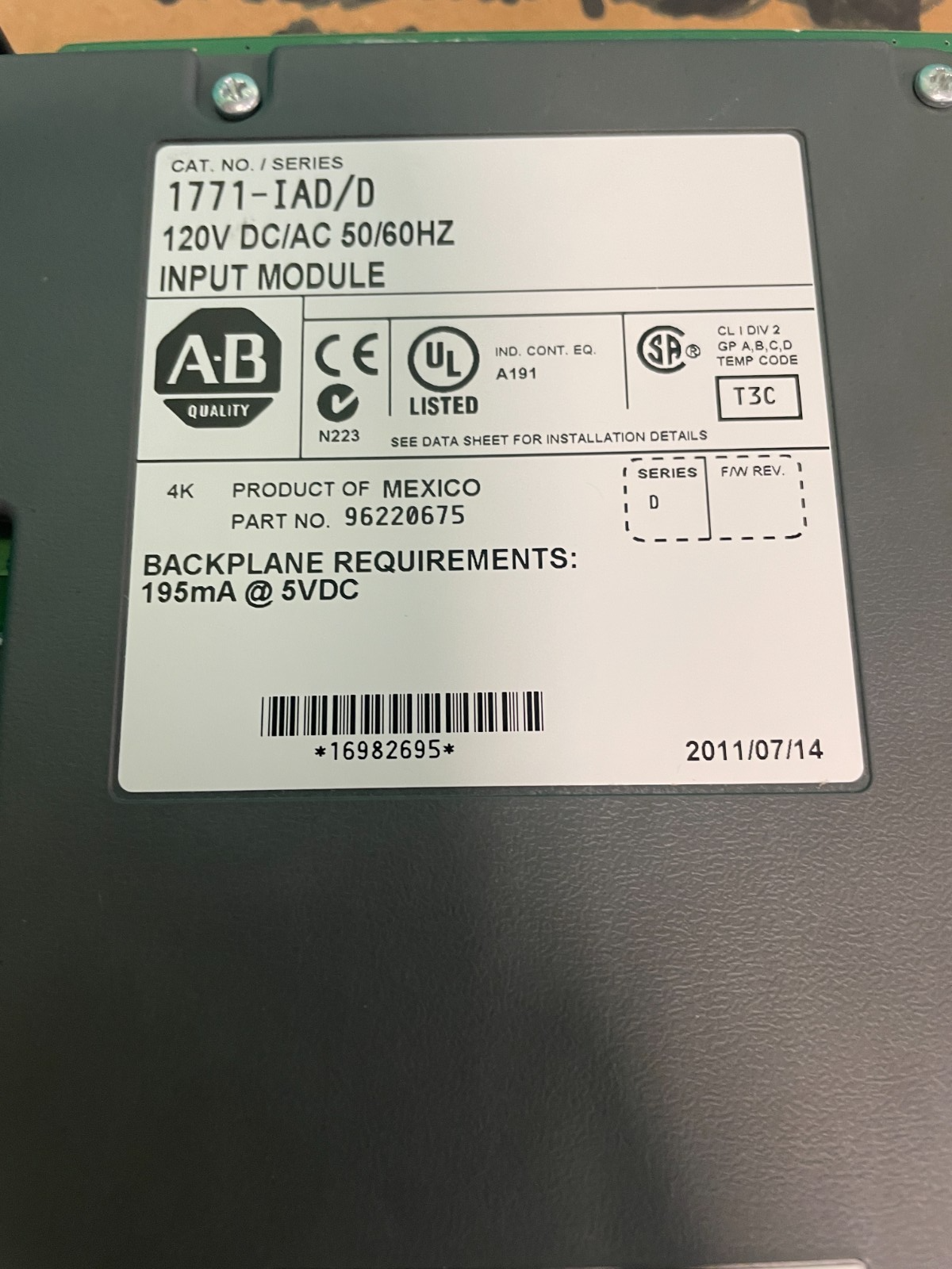 Allen Bradley 1771-IAD/D. Input Module. (UK/EU Buyers Please Read) Allen Bradley 1771-IAD/D. Input Module. (UK/EU Buyers Please Read) - Image 2