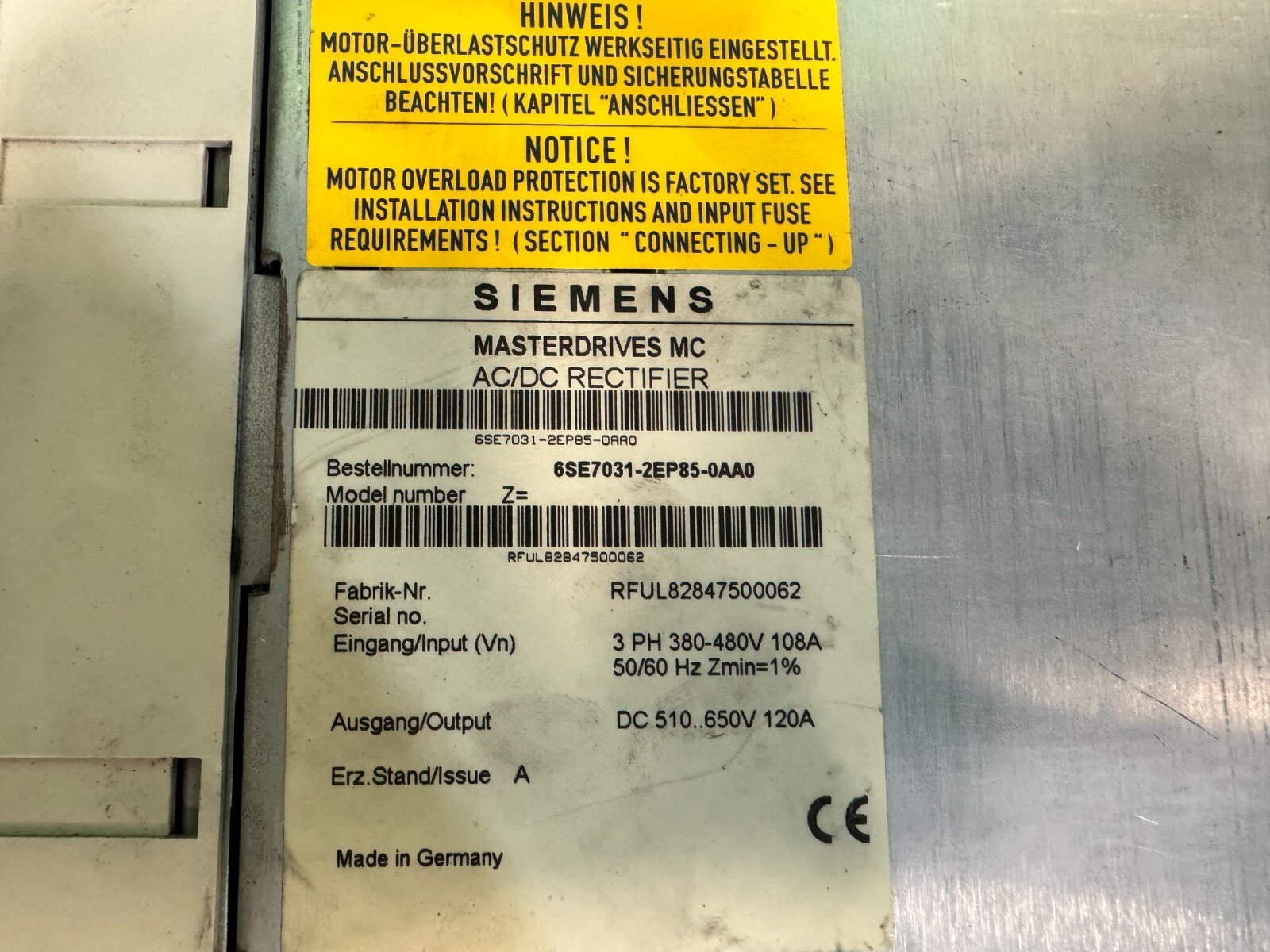 Siemens 6SE7031-2EP85-0AA0. Masterdrives AC/DC Rectifier. (UK/EU Read) Siemens 6SE7031-2EP85-0AA0. Masterdrives AC/DC Rectifier. (UK/EU Read) - Image 2
