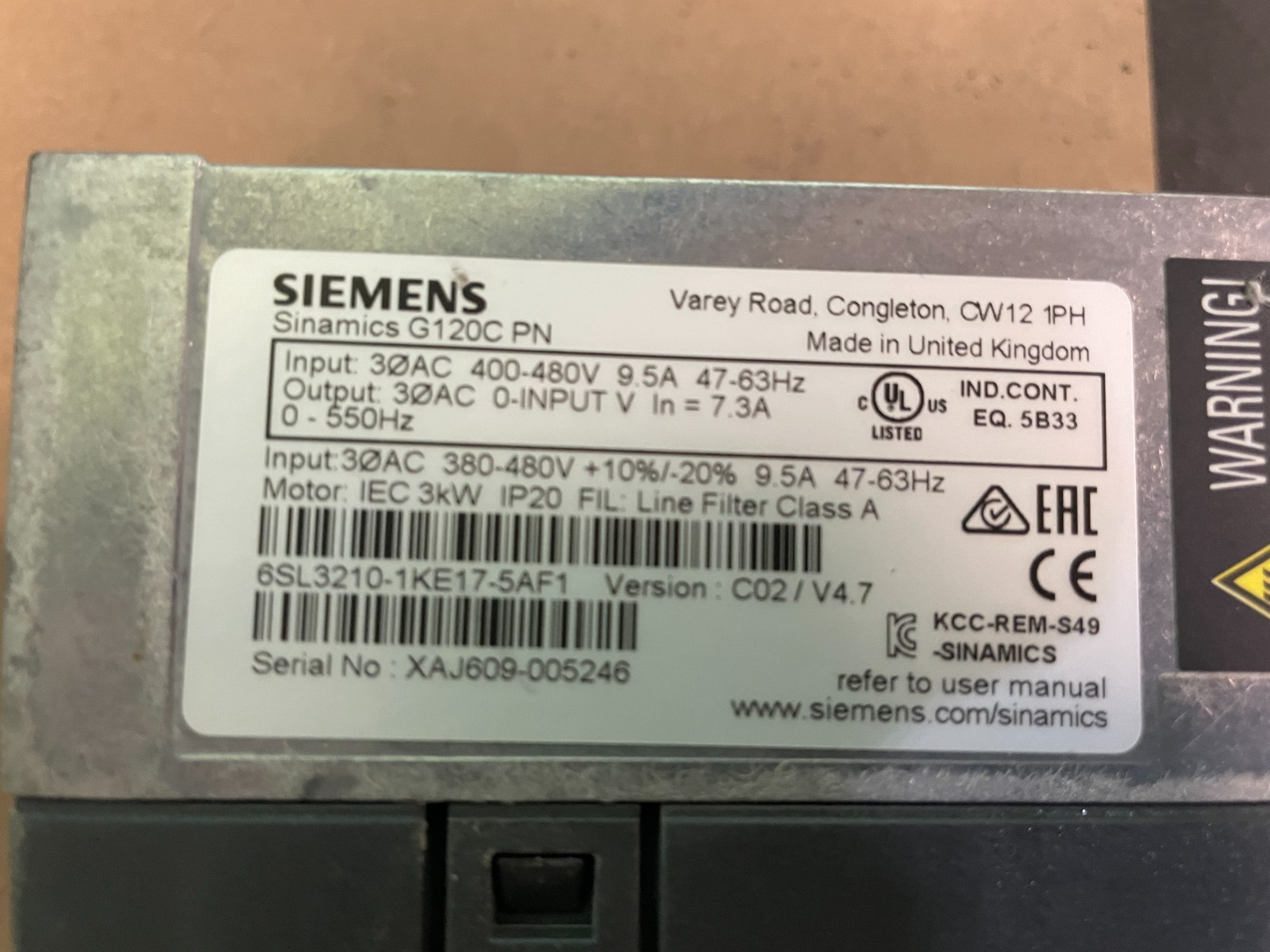 Siemens 6SL3210-1KE17-5AF1. Sinamics G120C PN. (UK And EU Buyers Read) Siemens 6SL3210-1KE17-5AF1. Sinamics G120C PN. (UK And EU Buyers Read) - Image 2