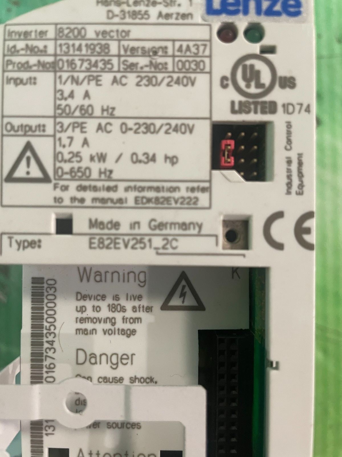 Lenze E82EV251_2C. E82EV251-2C. (UK And EU Buyers Please Read) Lenze E82EV251_2C. E82EV251-2C. (UK And EU Buyers Please Read) - Image 2