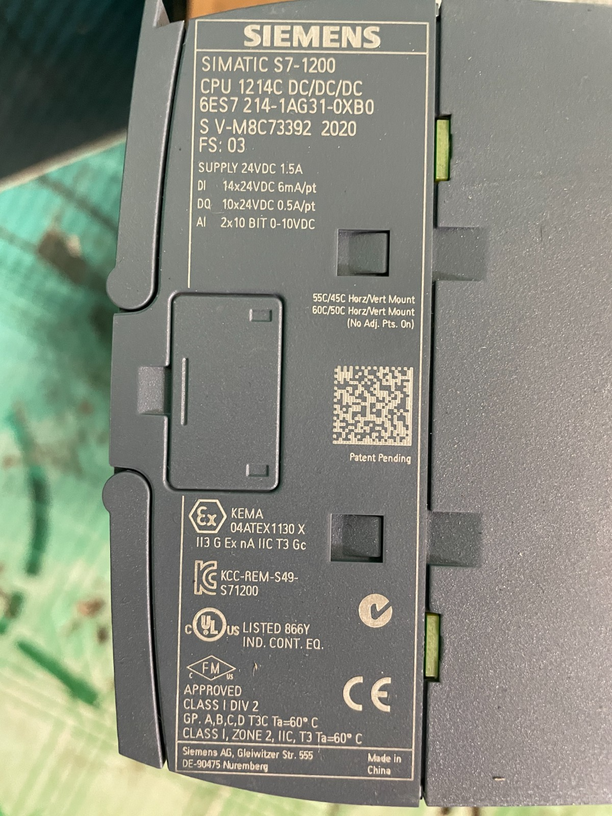 Siemens 6ES7 214-1AG31-0XB0. CPU 1214C. (UK/EU Read) Siemens 6ES7 214-1AG31-0XB0. CPU 1214C. (UK/EU Read) - Image 2
